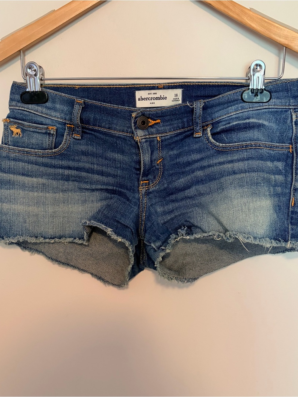 ABERCROMBIE KIDS Low Rise Jean Shorts Size 16 Y2K Stretch